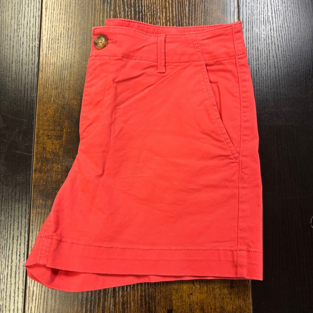 Loft The Monroe 4 Inch Shorts Coral Red Pink Chino Size 4 Mid Rise Summer Casual - Picture 5 of 6